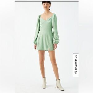 Kendall & Kylie Sage Green Bustier Slit Satin Mini Dress -Size XS